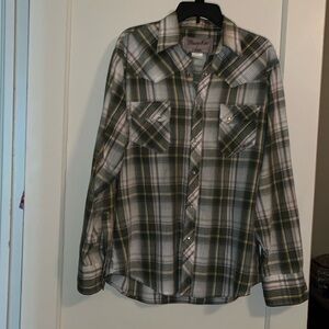 Wrancher by Wrangler long sleeve snap button western plaid shirt